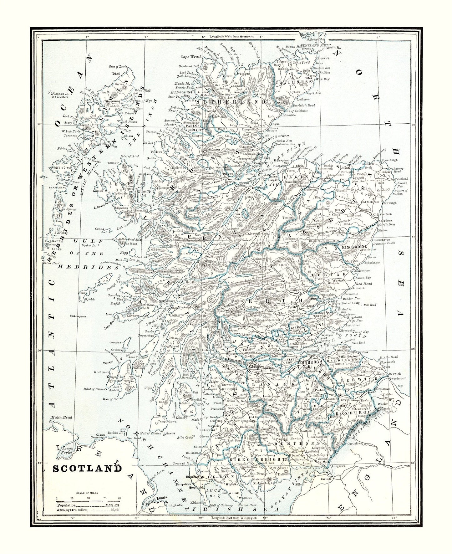 Vintage Map of Scotland 1893