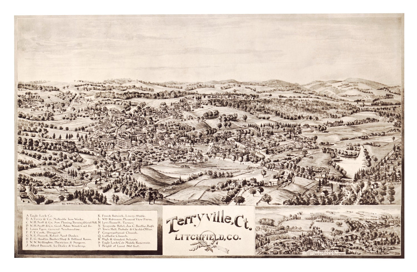 Vintage Map of Terryville, Connecticut 1894
