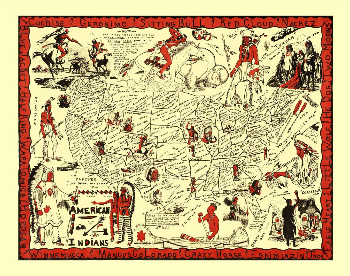 Vintage Map of United States 1952
