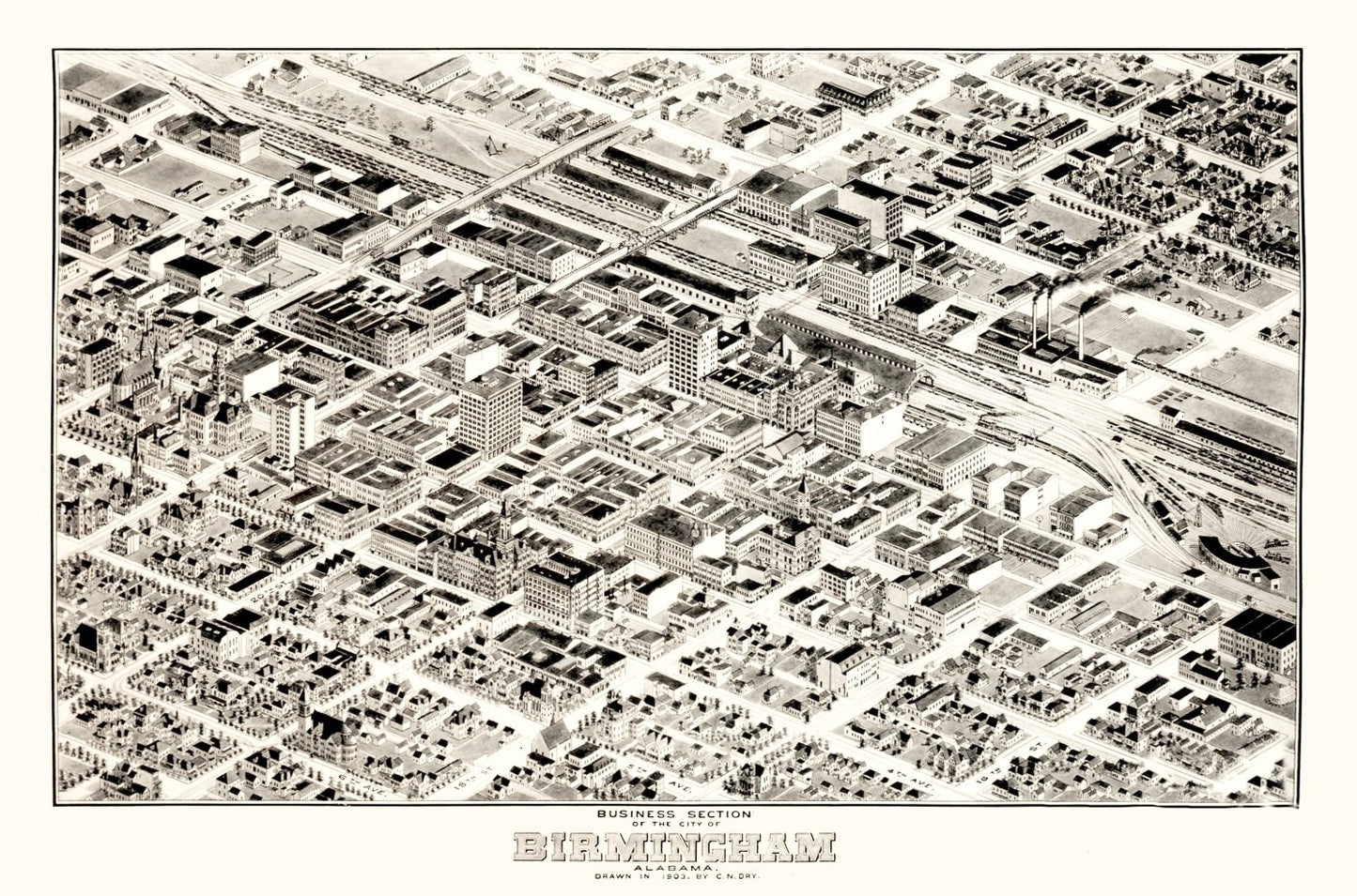 Vintage Map of Birmingham, Alabama 1903