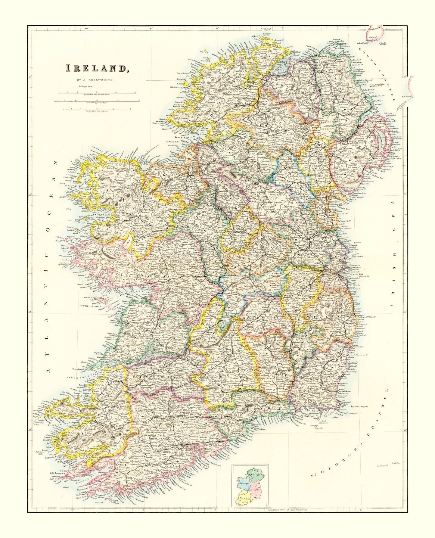 Vintage Map of Ireland 1884