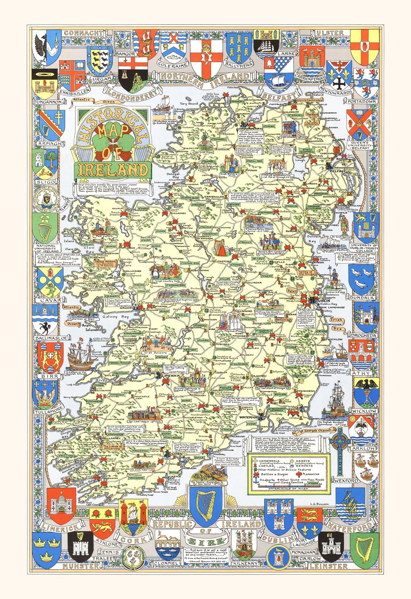 Historical Map of Ireland 1955