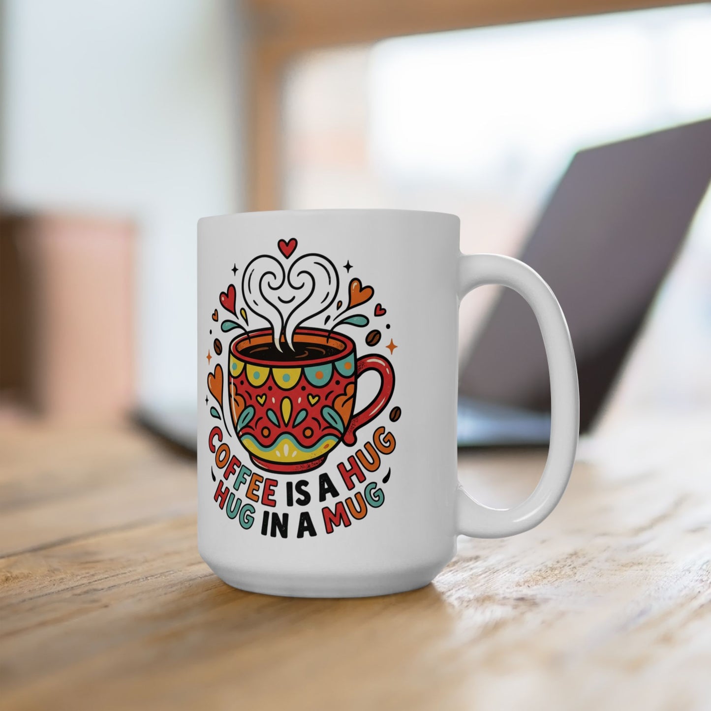 Coffee Hug Mug – Colorful Heartwarming Ceramic Coffee Cup (11oz & 15oz)