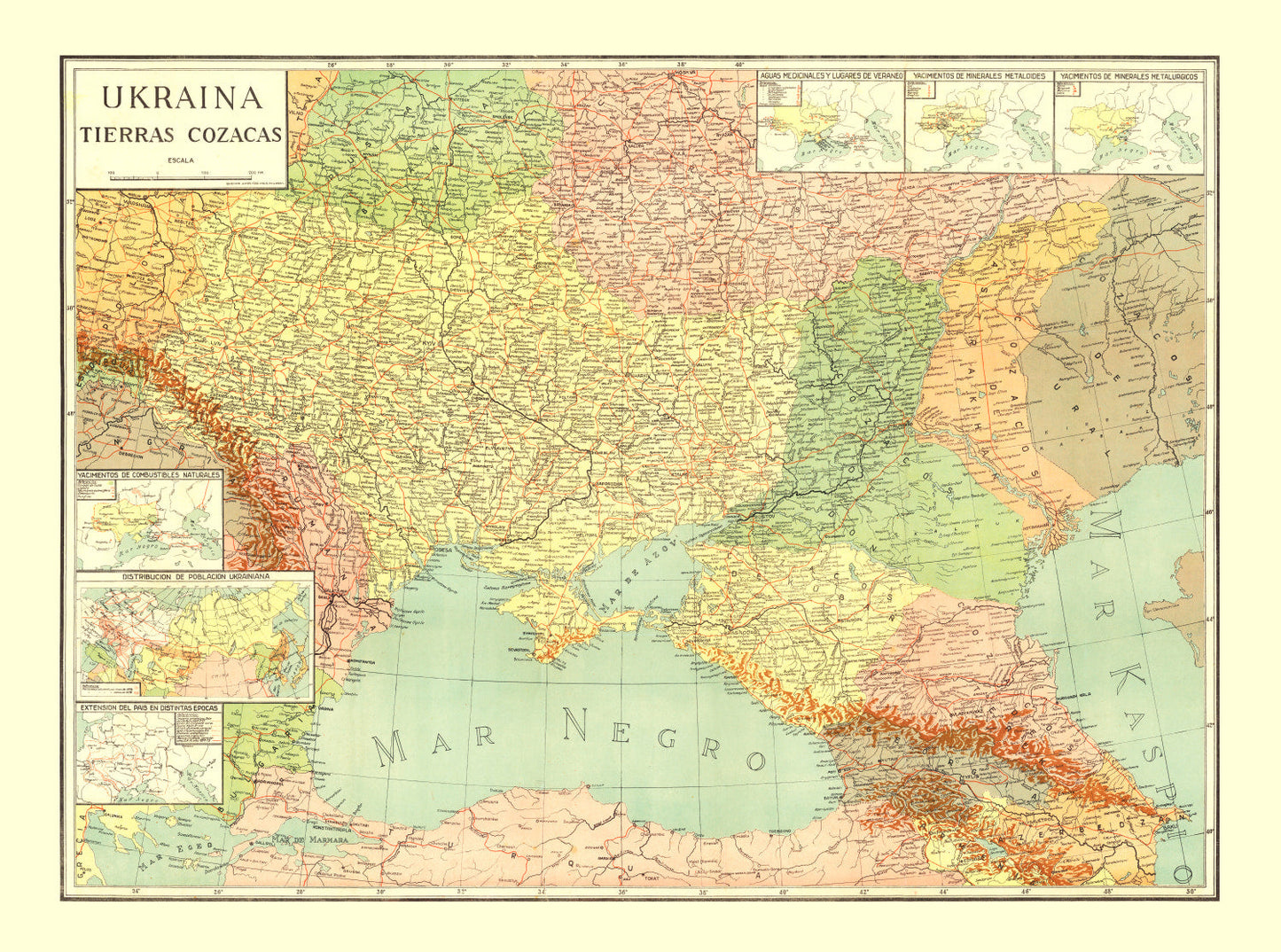 Vintage Map of Ukraine 1943