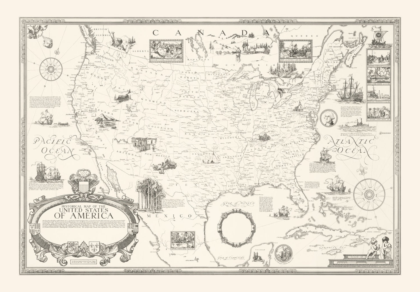 Vintage Map of United States 1926