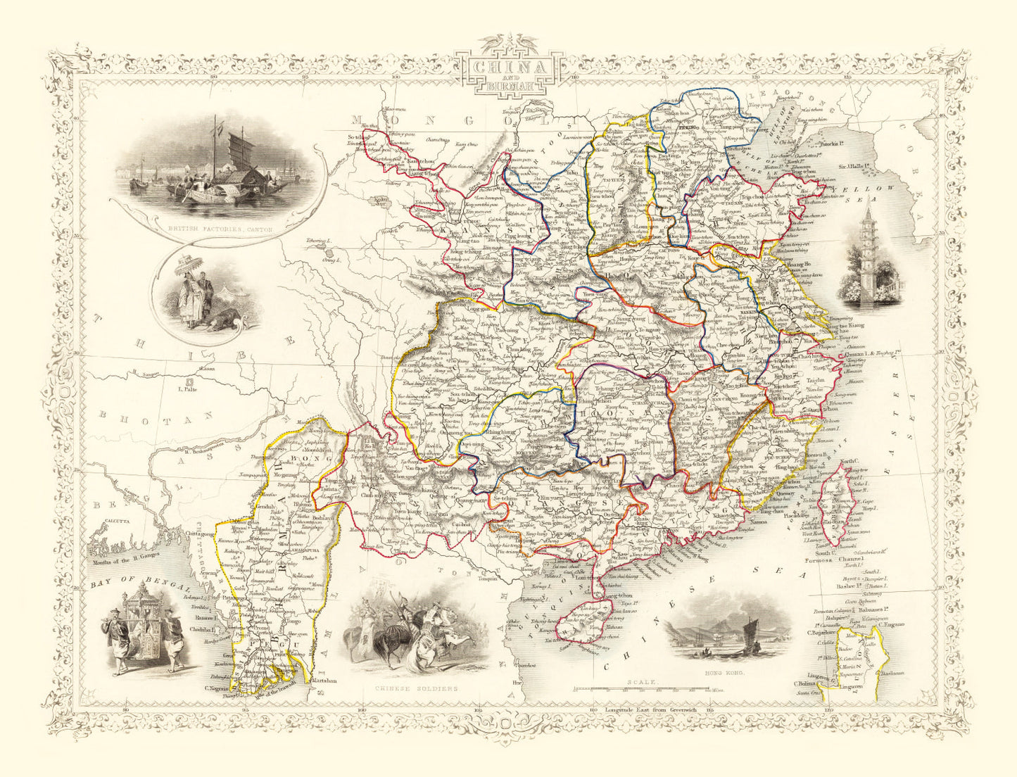 Vintage Map of China & Burmah 1851