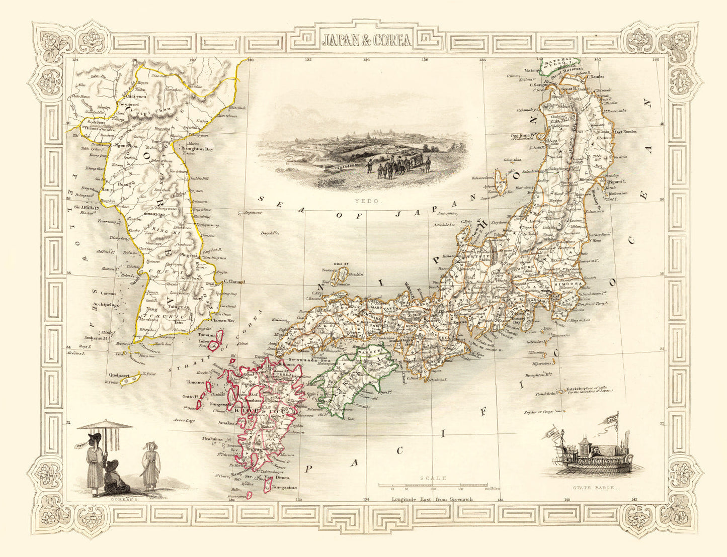 Vintage Map of Japan & Korea 1851