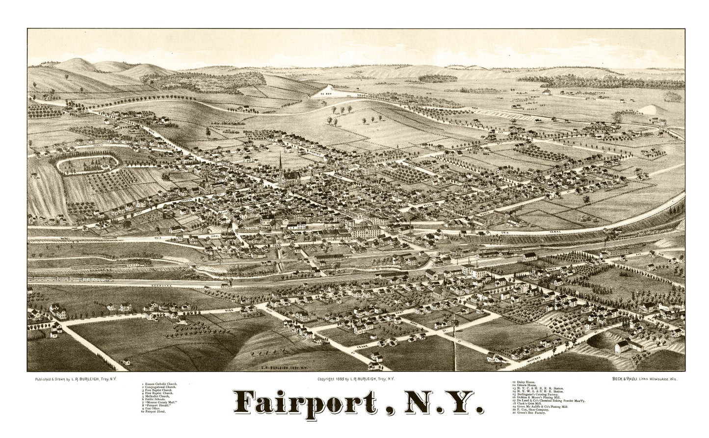 Vintage Map of Fairport, New York 1885