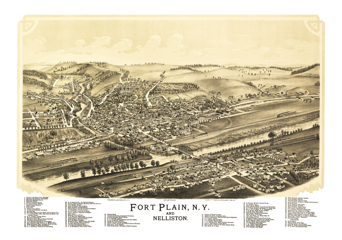 Vintage Map of Fort Plain, New York 1891