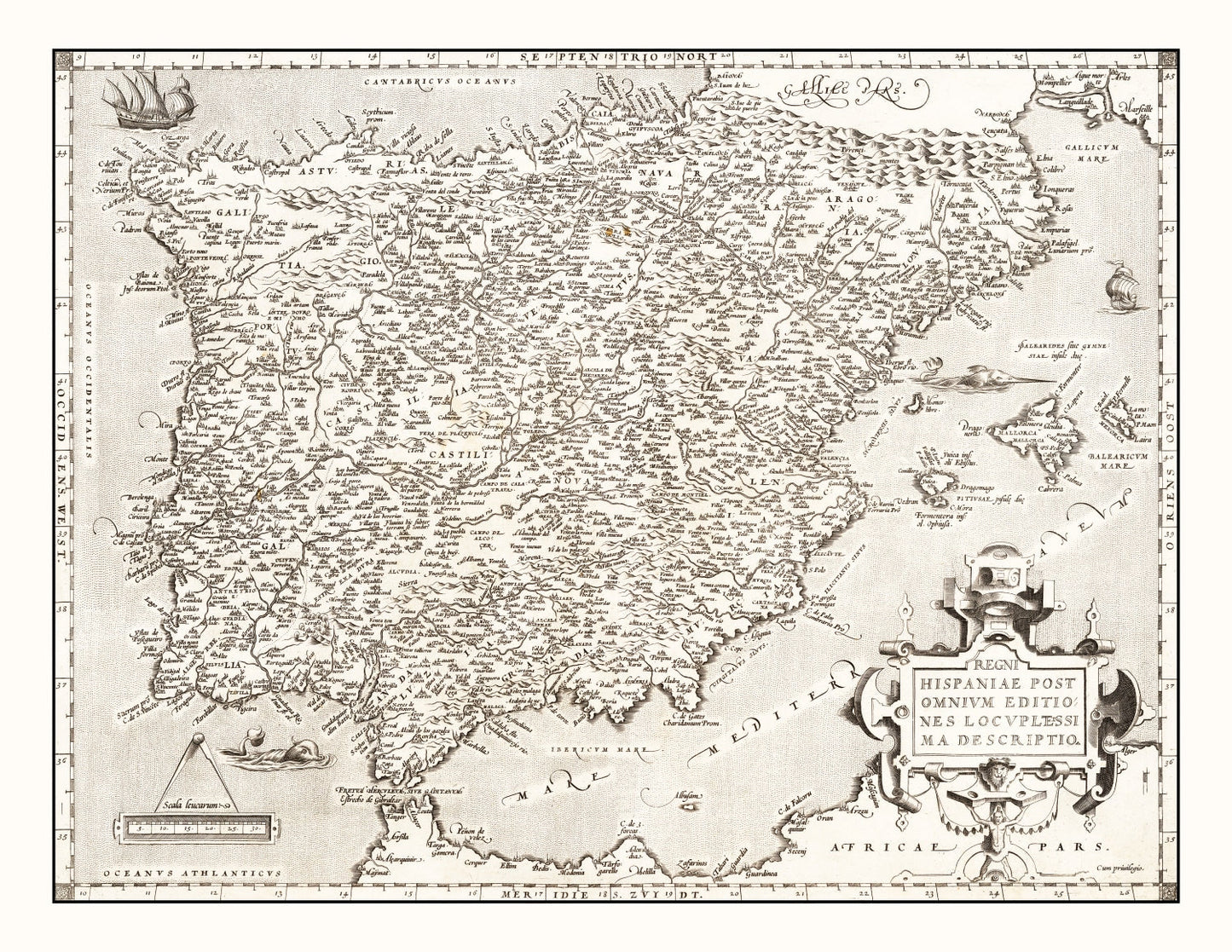 Vintage Map of Portugal 1570