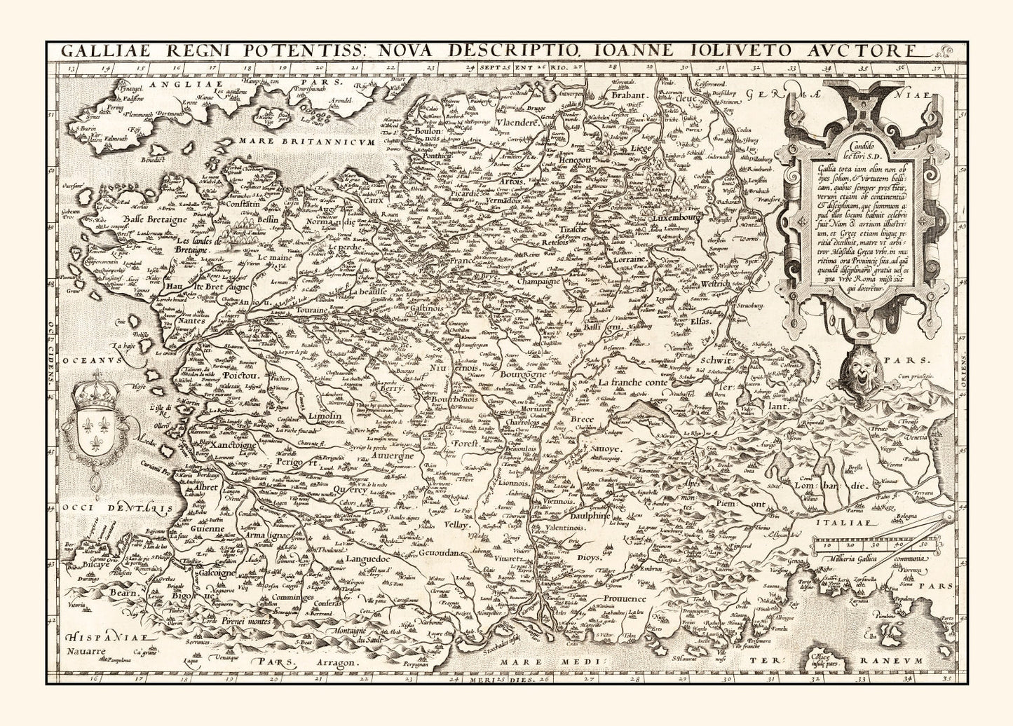 Vintage Map of France 1570