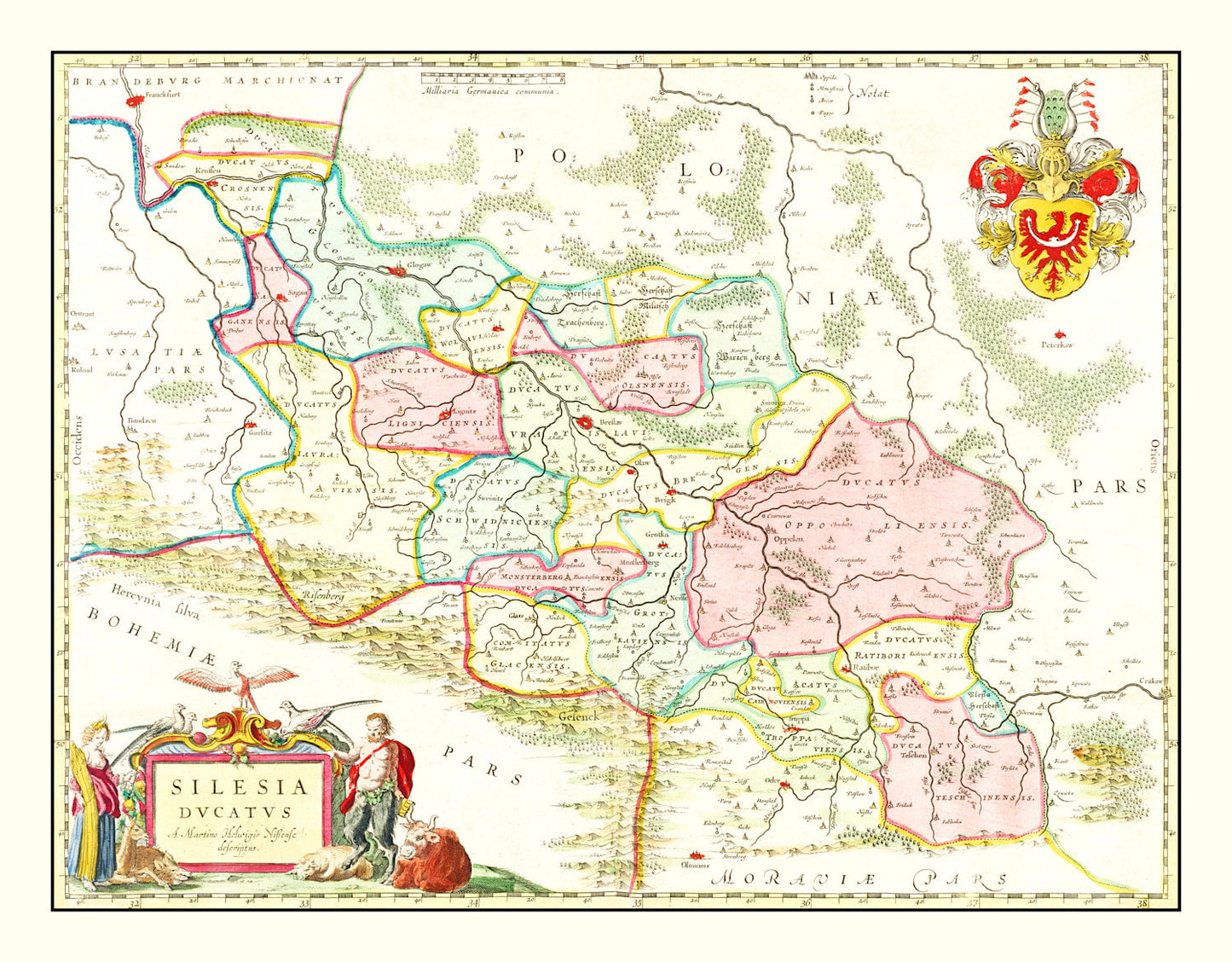 Vintage Map of Silesia 1665