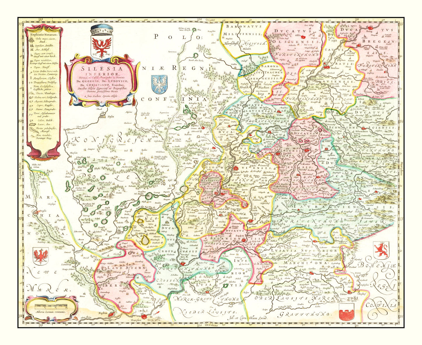 Vintage Map of Lower Silesia, 1665