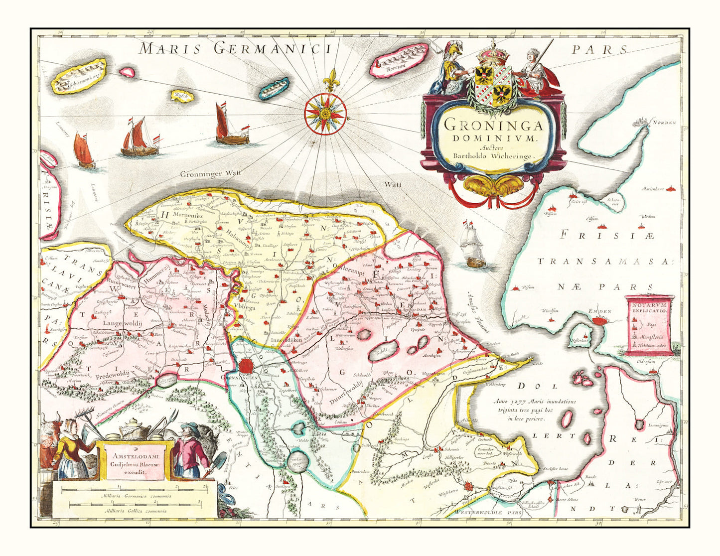 Vintage Map of Groningen, Holland 1665