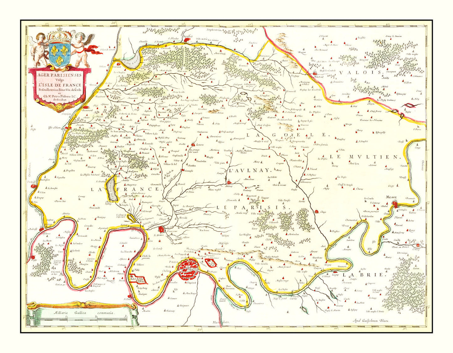 Vintage Map of Paris, France 1665