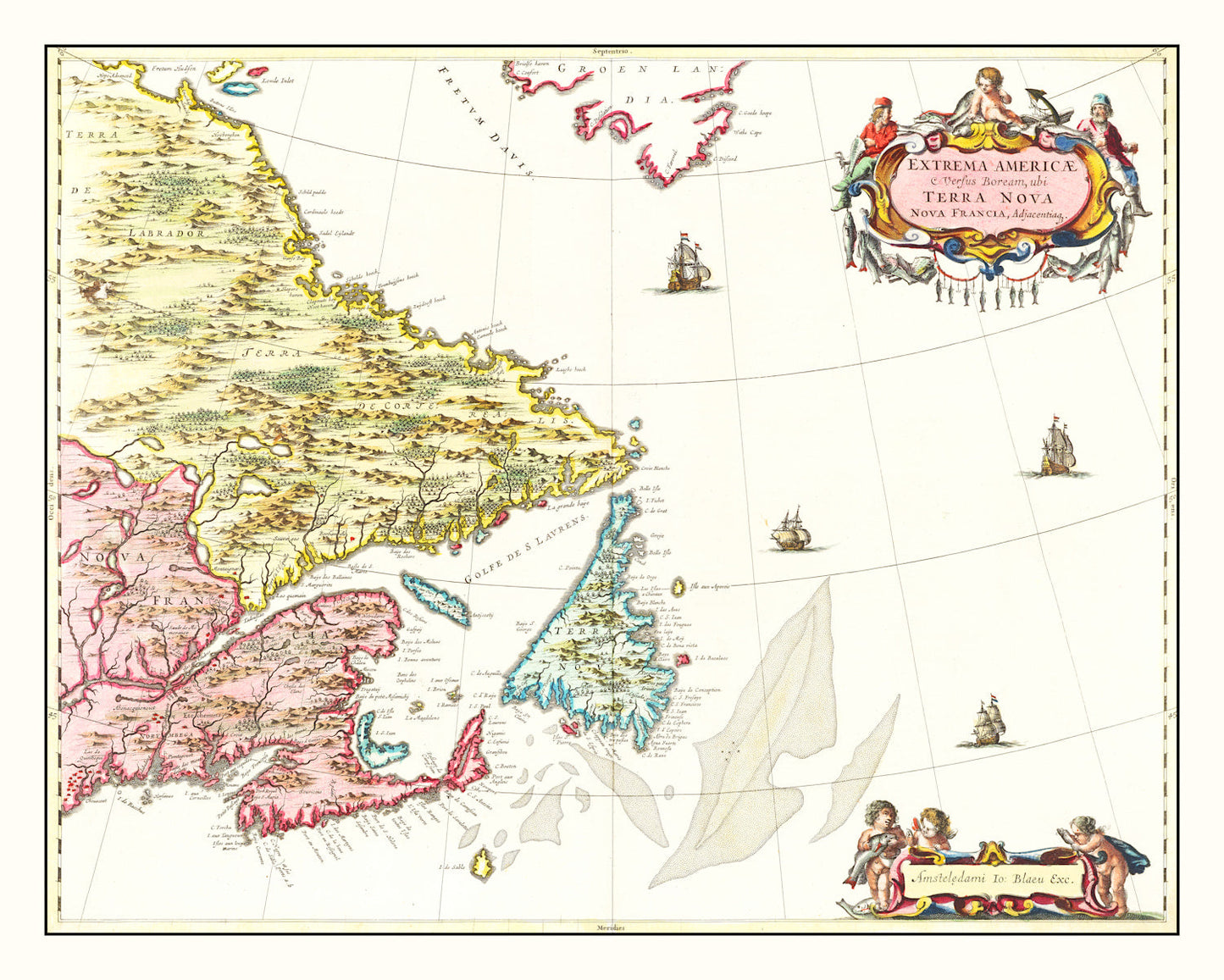 Vintage Map of Eastern Canada 1665