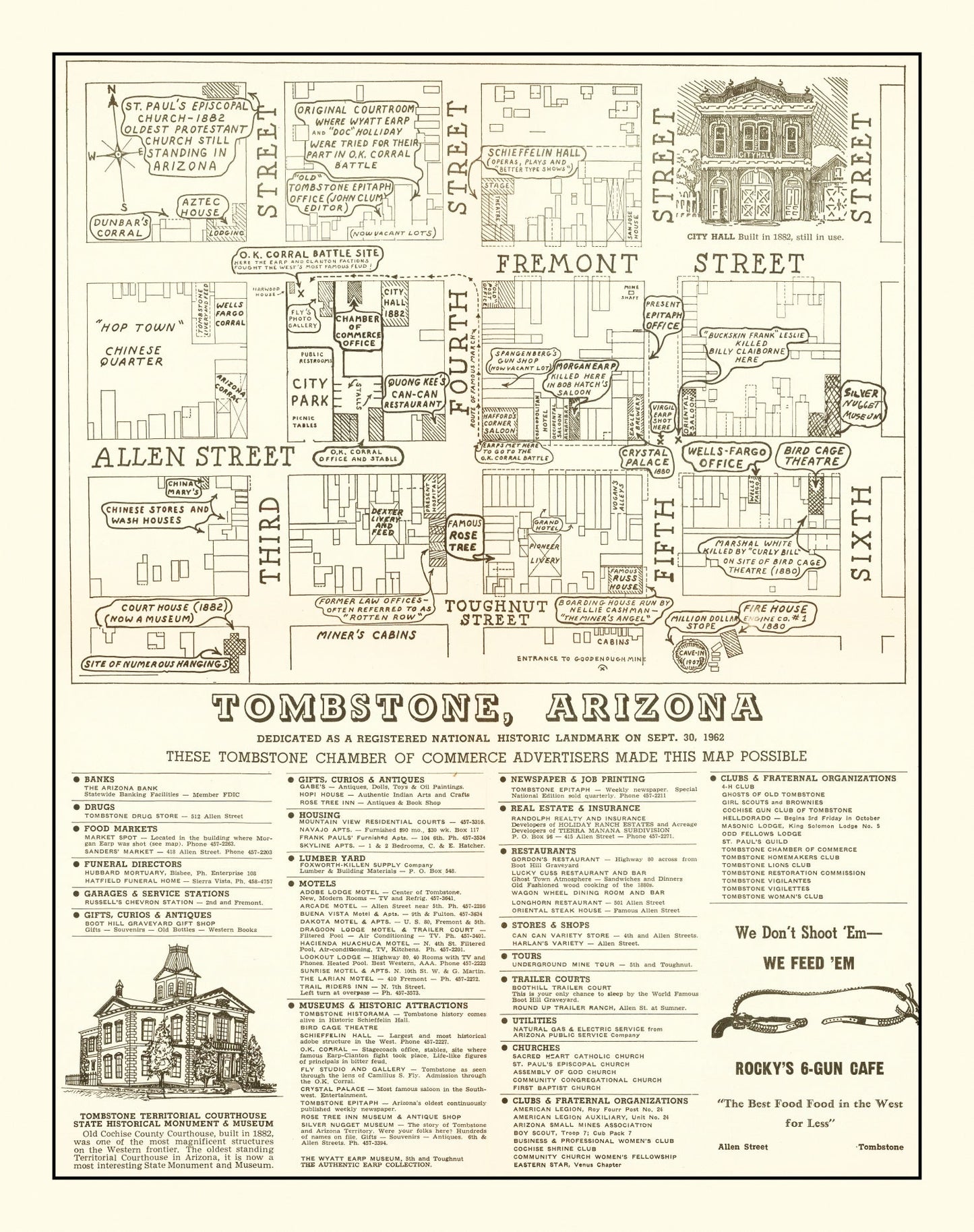 Vintage Map of Tombstone, Arizona 1962