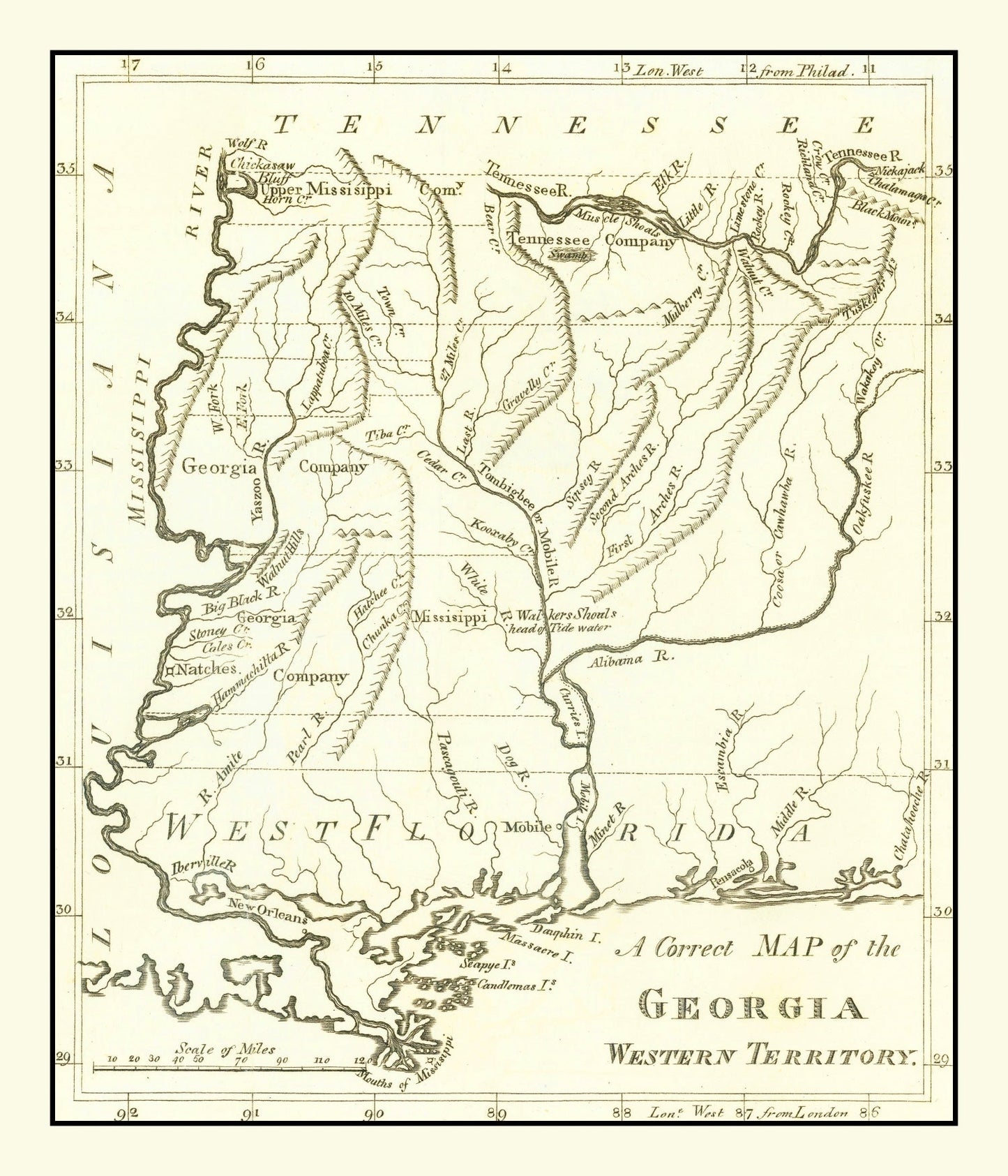 Vintage Map of Georgia 1797