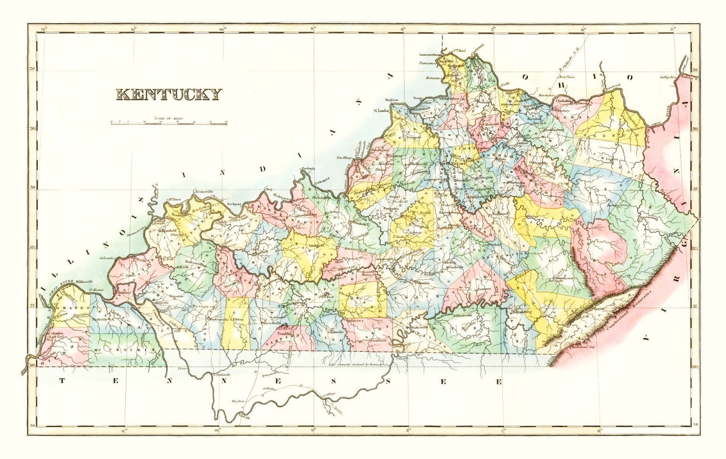 Vintage Map of Kentucky 1823