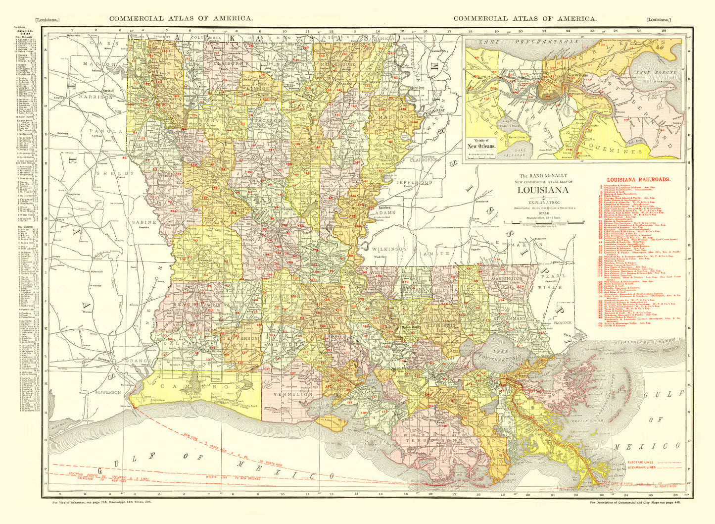 Vintage Map of Louisiana 1917