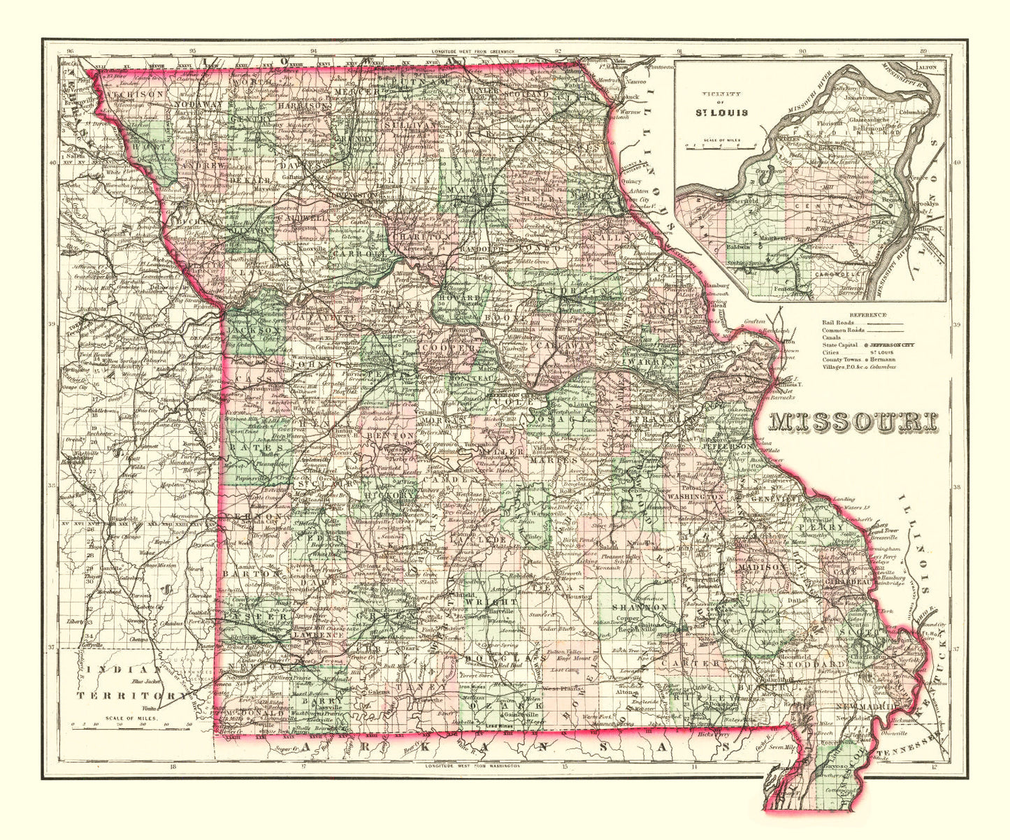 Vintage Map of Missouri 1875