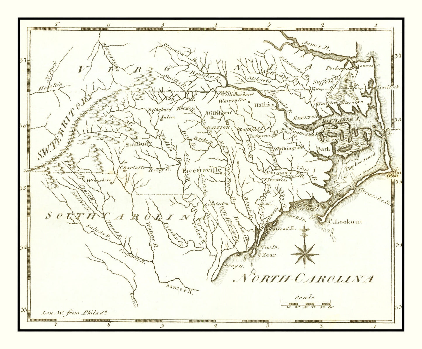 Vintage Map of North Carolina 1795