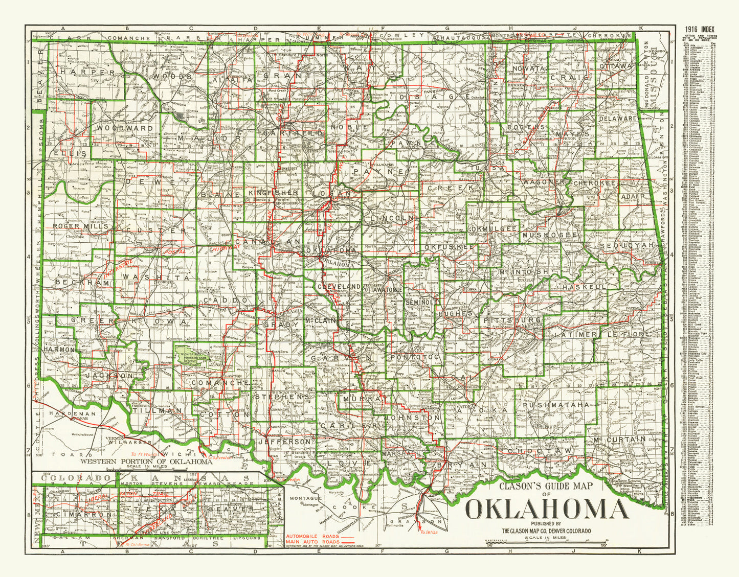 Vintage Map of Oklahoma 1915