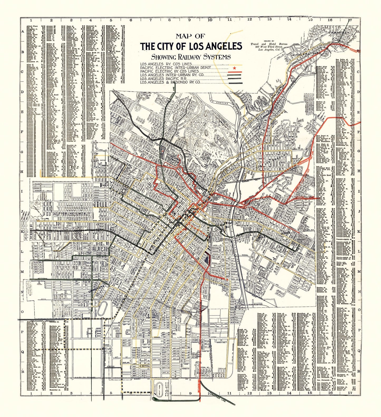Vintage Railway Map of Los Angeles 1906