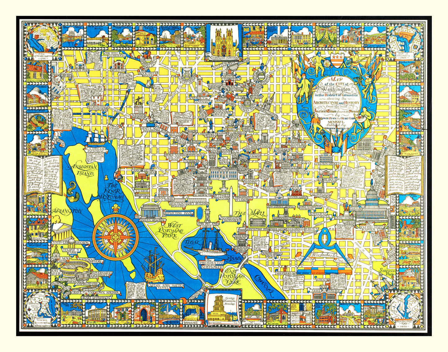 Vintage Map of Washington, DC, Washington DC 1926