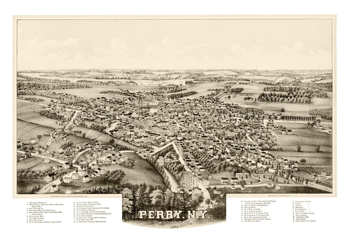 Vintage Map of Perry, New York 1892