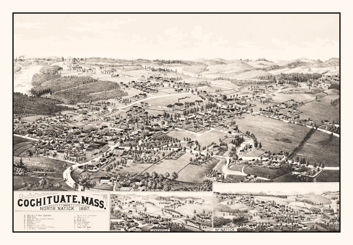 Vintage Map of Cochituate, Massachusetts 1887