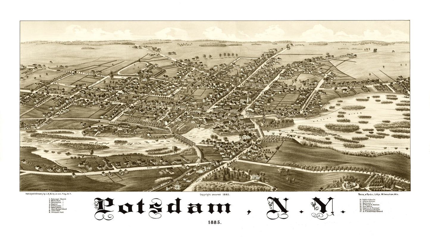 Vintage Map of Potsdam, New York 1885