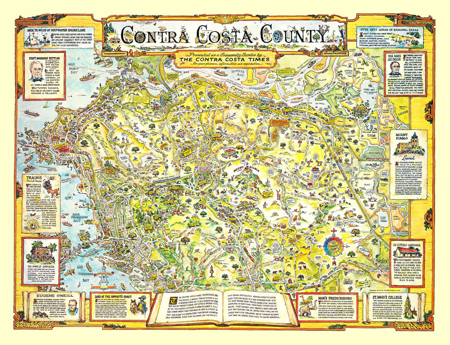 Vintage Map of Contra Costa County, California 1981