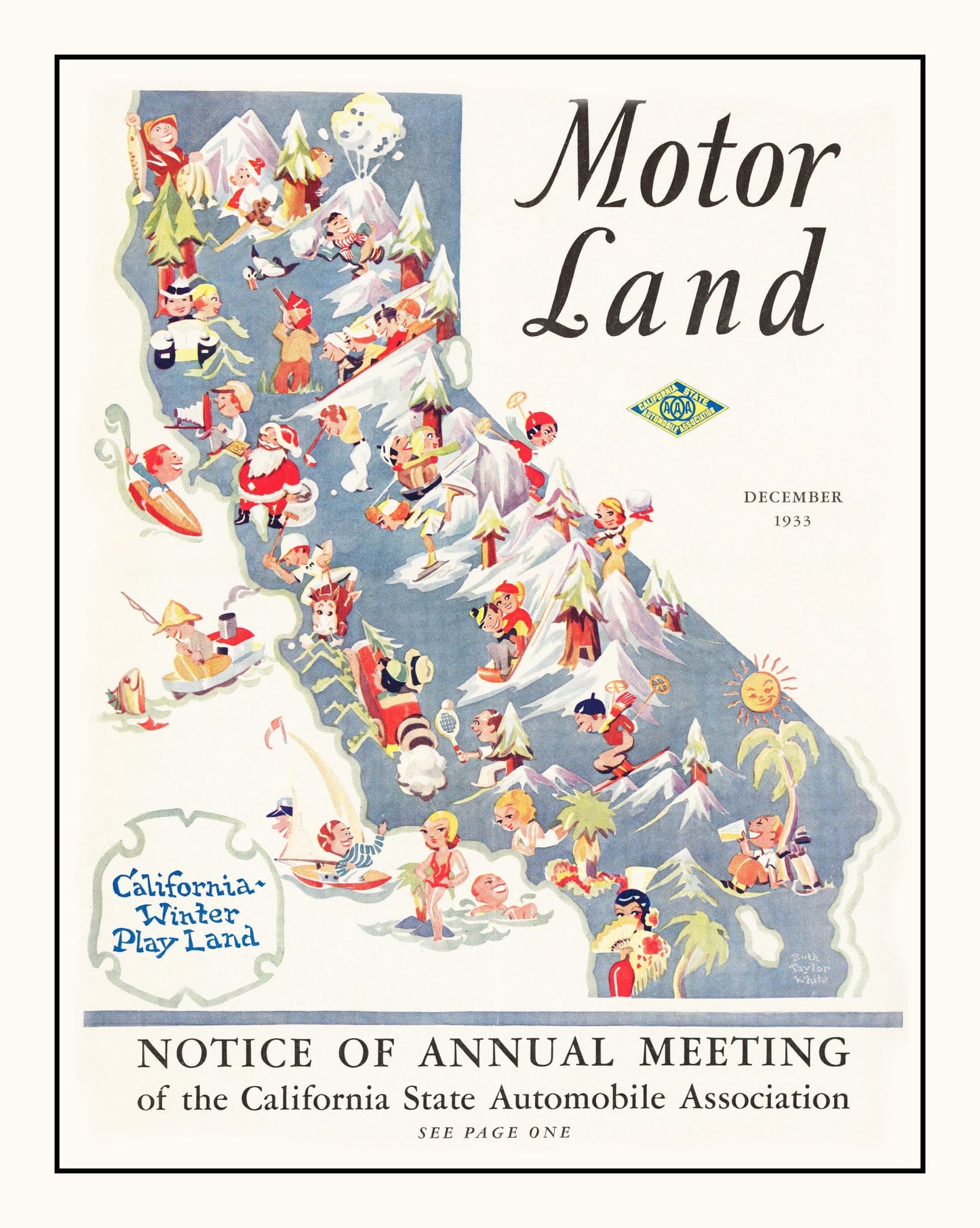 Vintage Map of California 1933