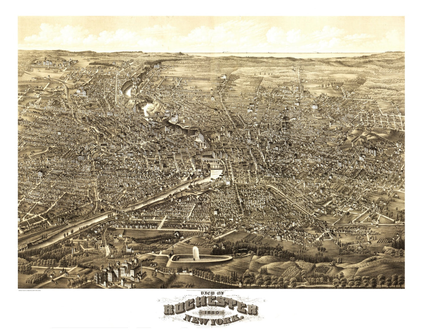 Vintage Map of Rochester, New York 1880
