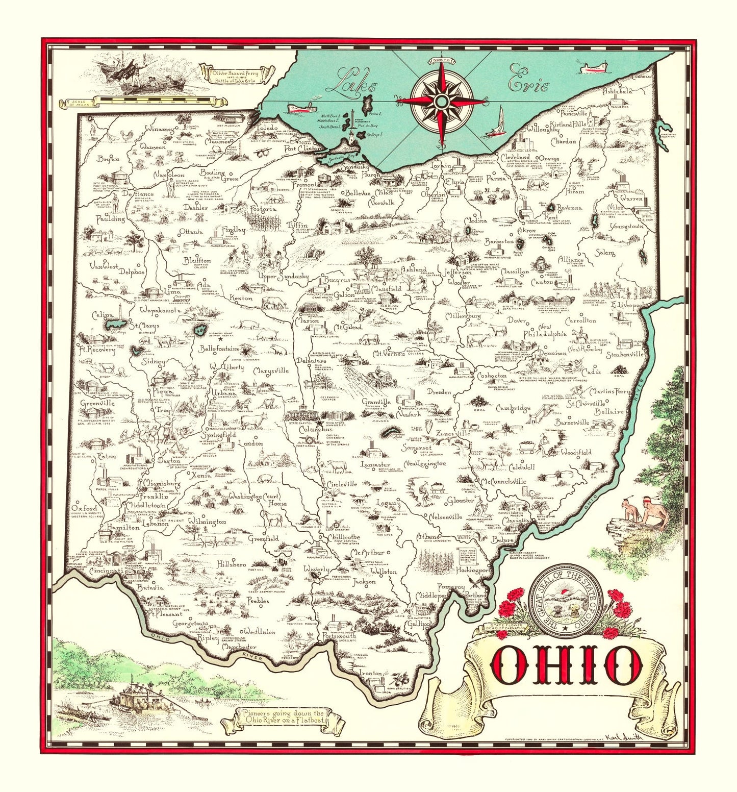 Vintage Map of Ohio 1940