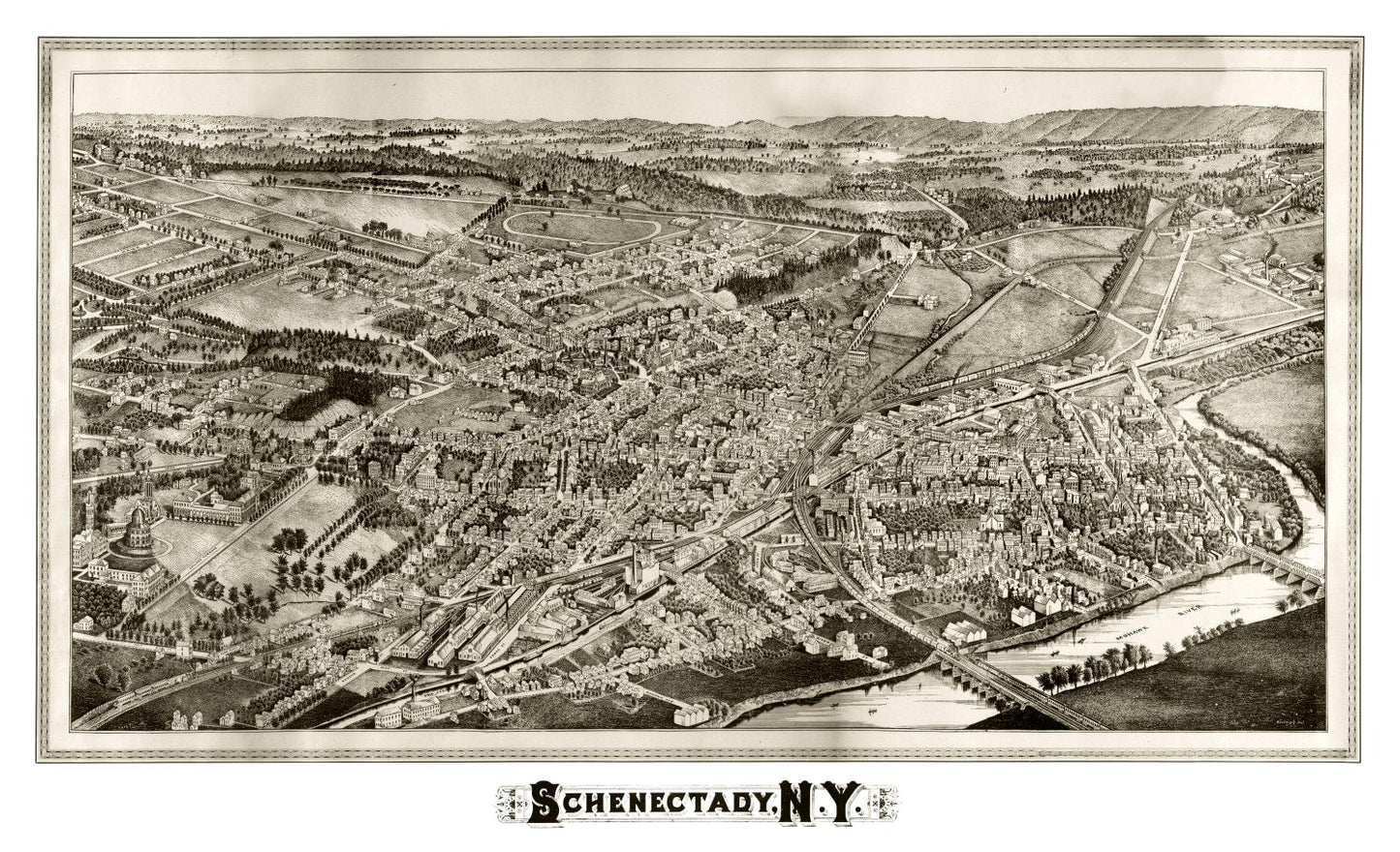 Vintage Map of Schenectady, New York 1882