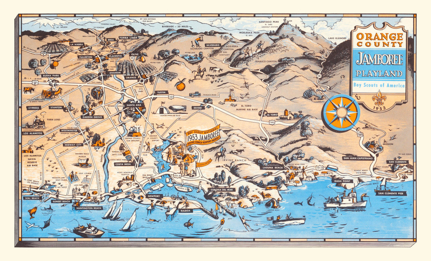 Vintage Map of Orange County Jamboree Playland, 1953