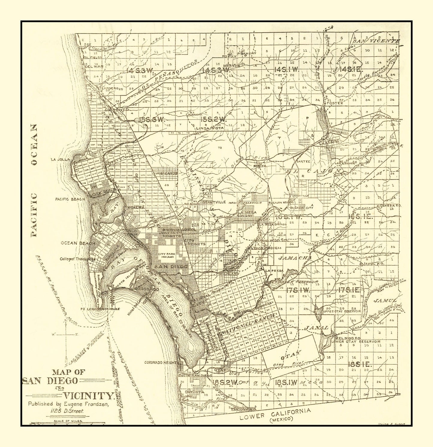 Vintage Map of San Diego, California 1895