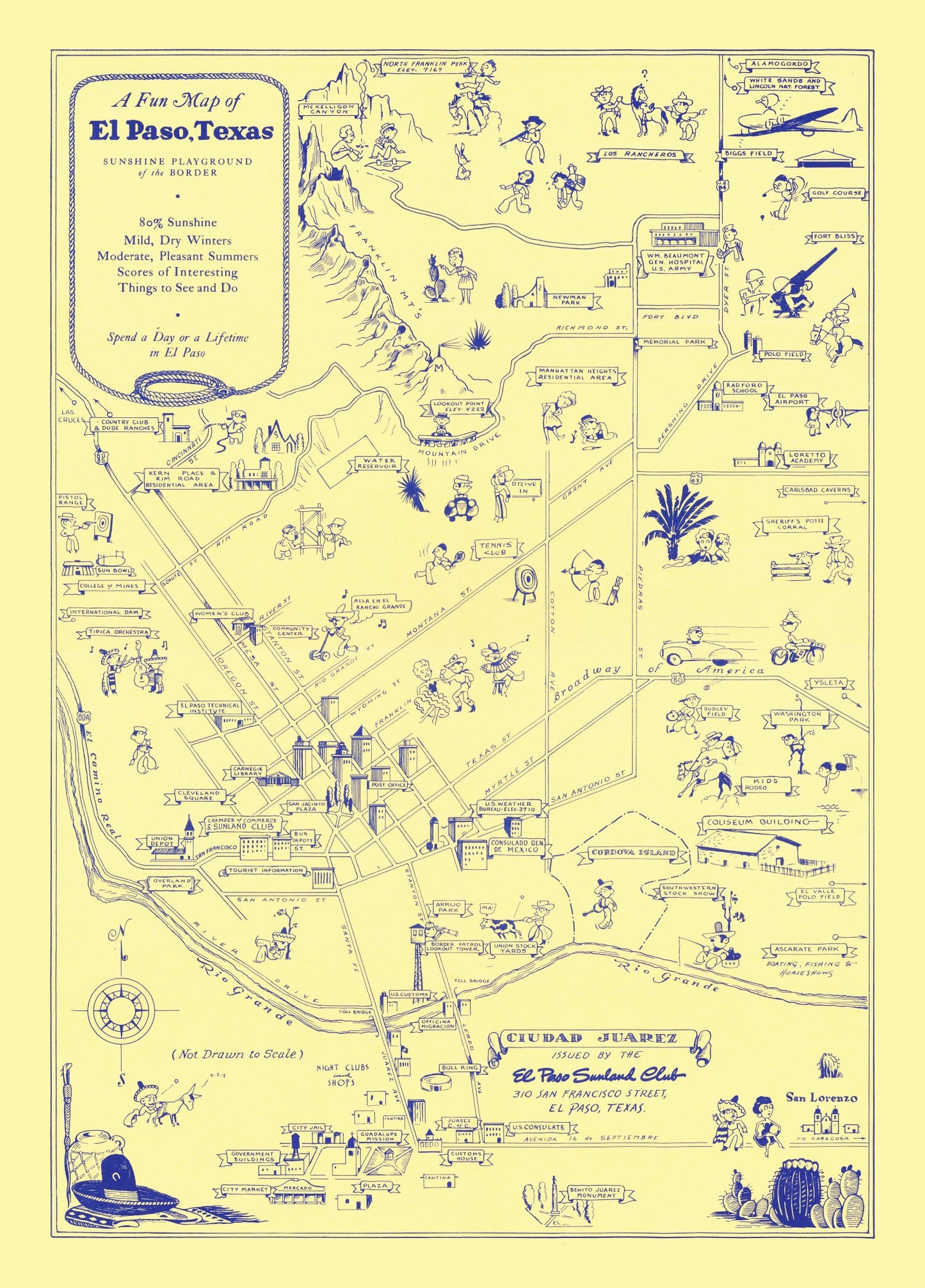 Vintage Map of El Paso, Texas 1945
