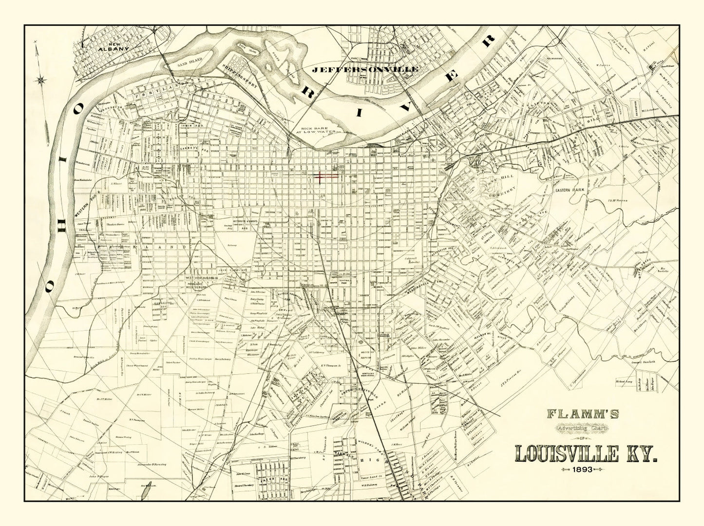 Vintage Map of Louisville, Kentucky 1893