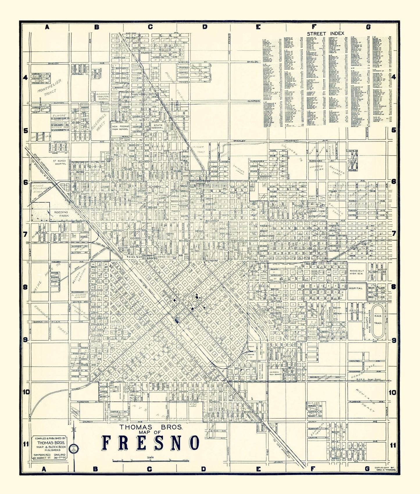 Vintage Map of Fresno, California 1920