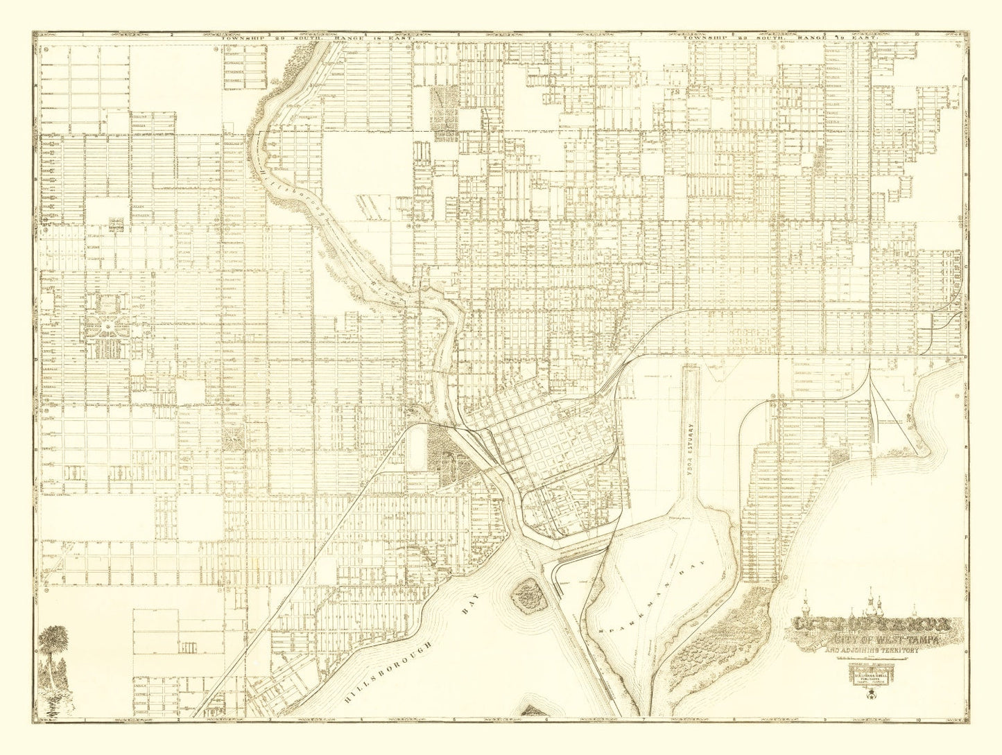 Vintage Map of Tampa, Florida 1913