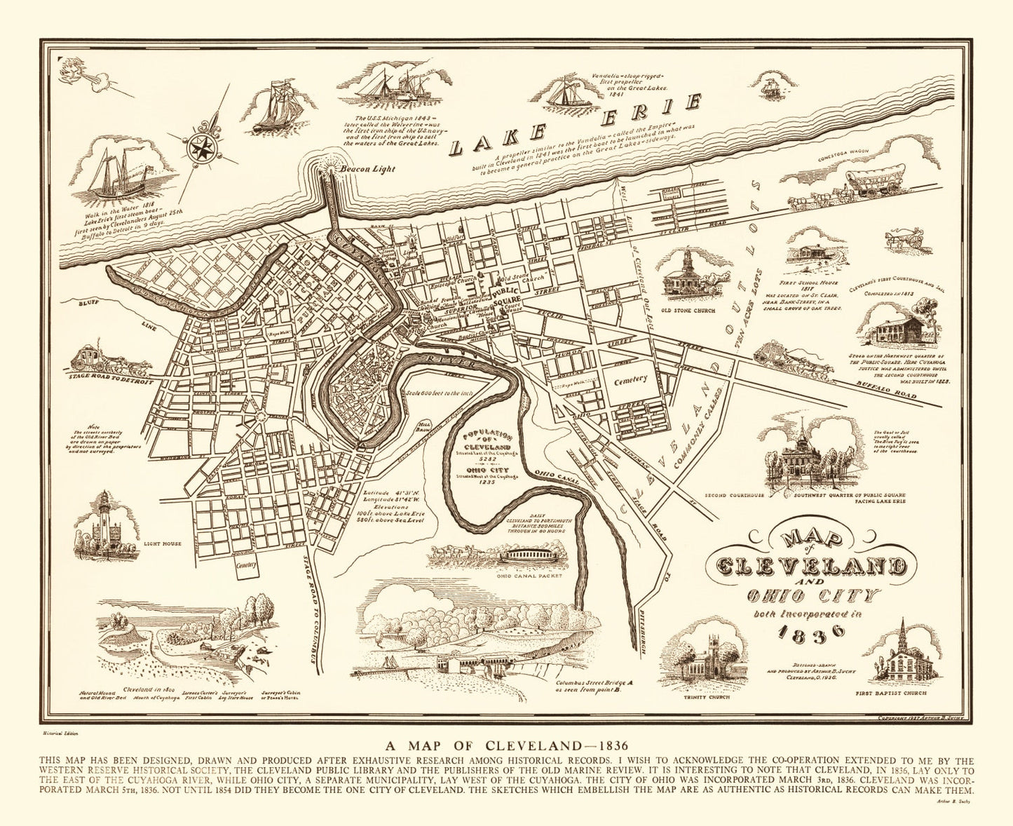 Vintage Map of Cleveland, Ohio 1937
