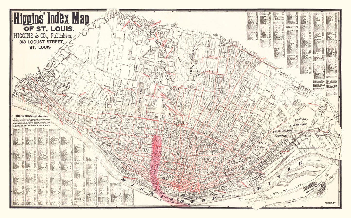 Vintage Map of St. Louis, Missouri 1894