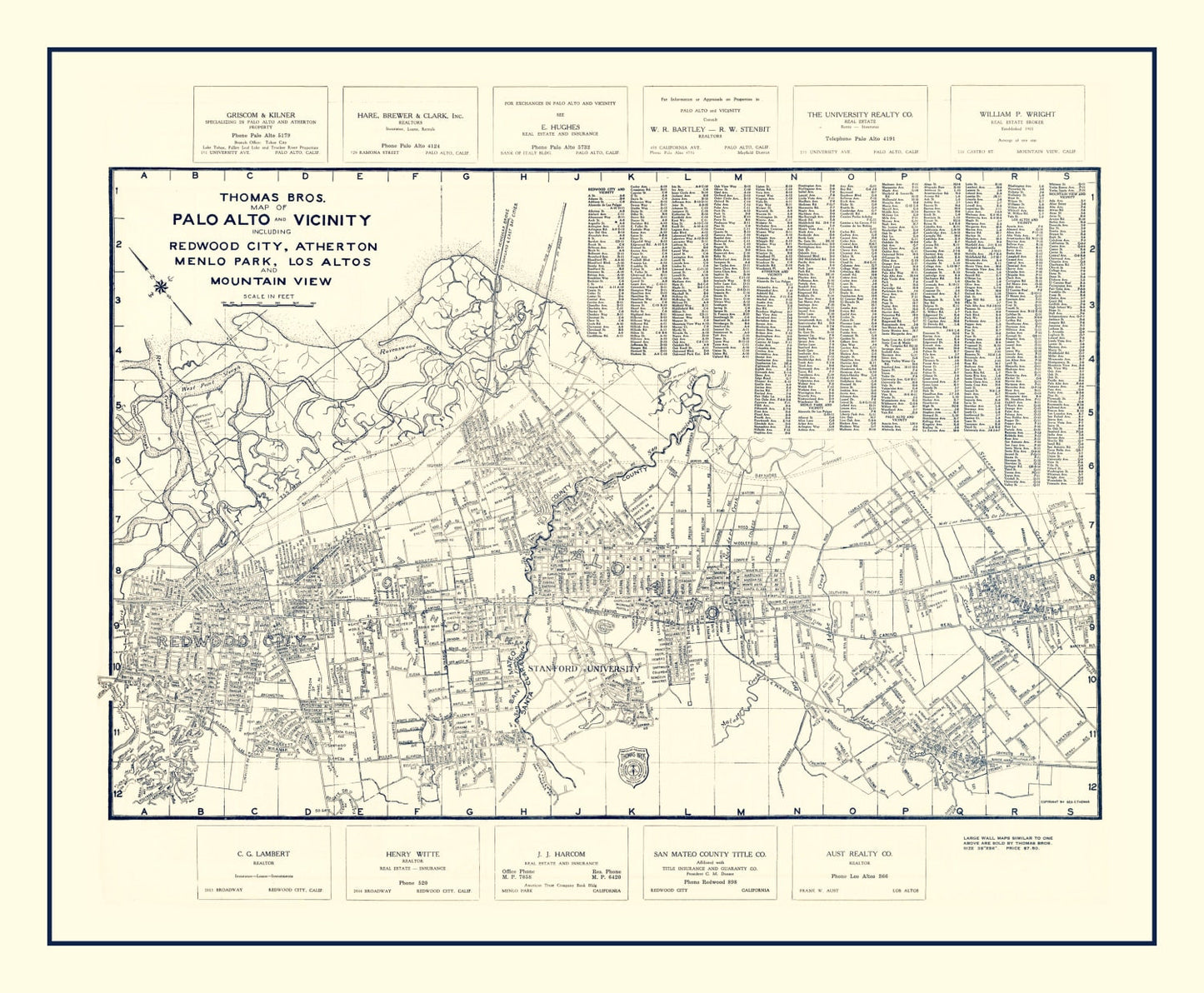 Vintage Map of Palo Alto, California 1920