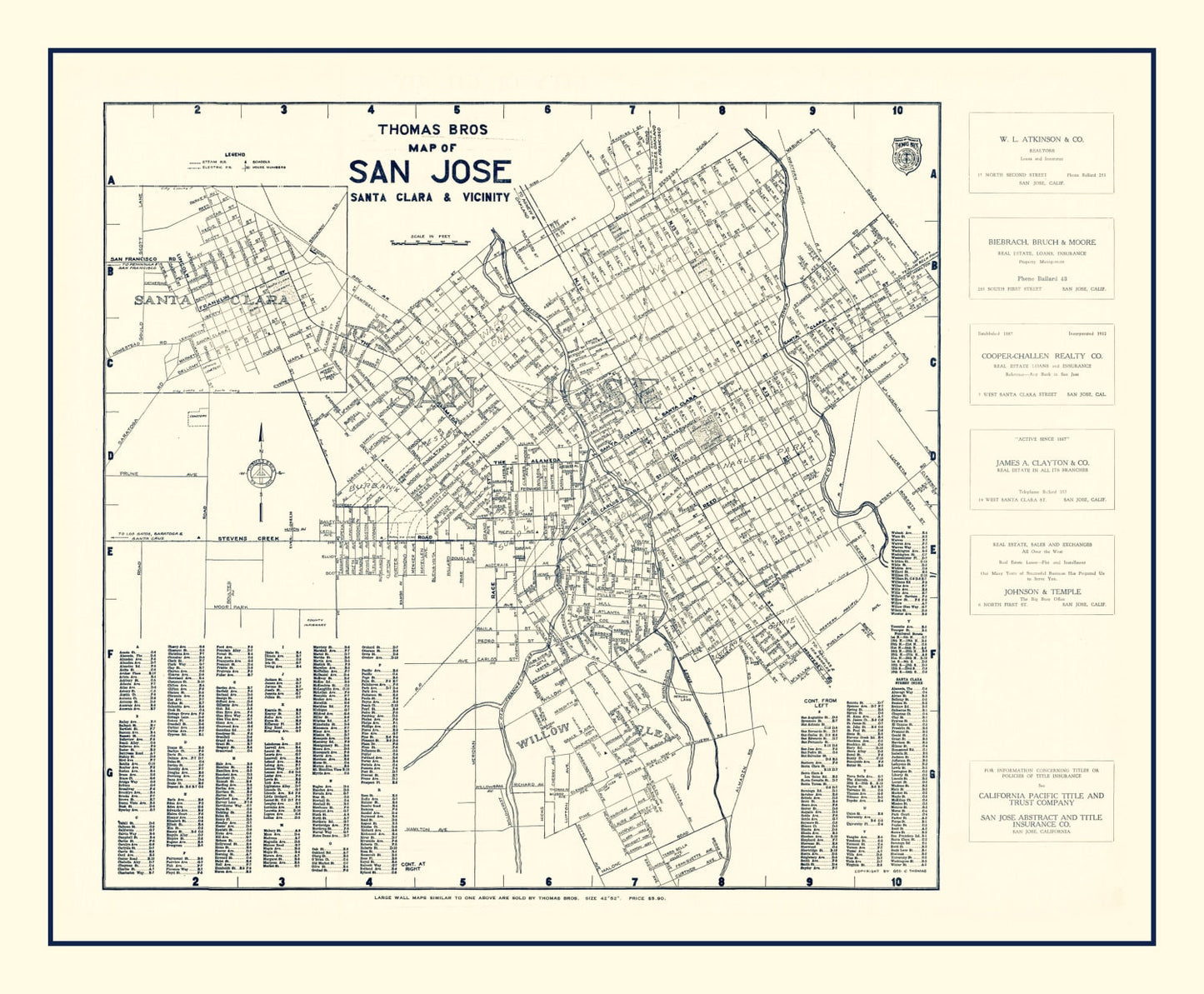 Vintage Map of San Jose, California 1920
