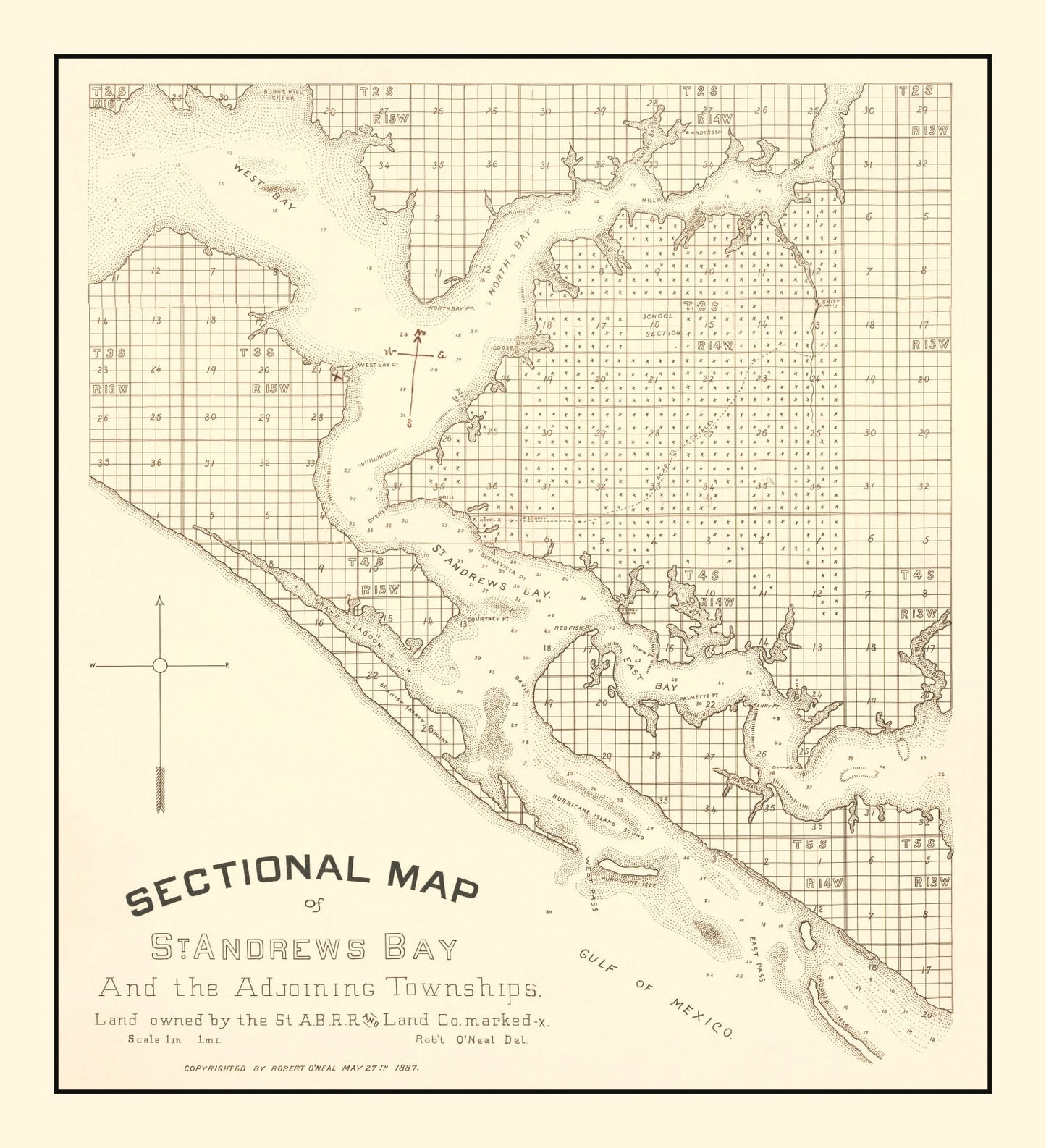 Vintage Map of Panama City, Florida 1887