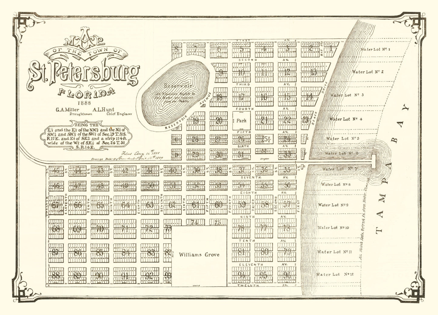 Vintage Map of St. Petersburg, Florida 1889