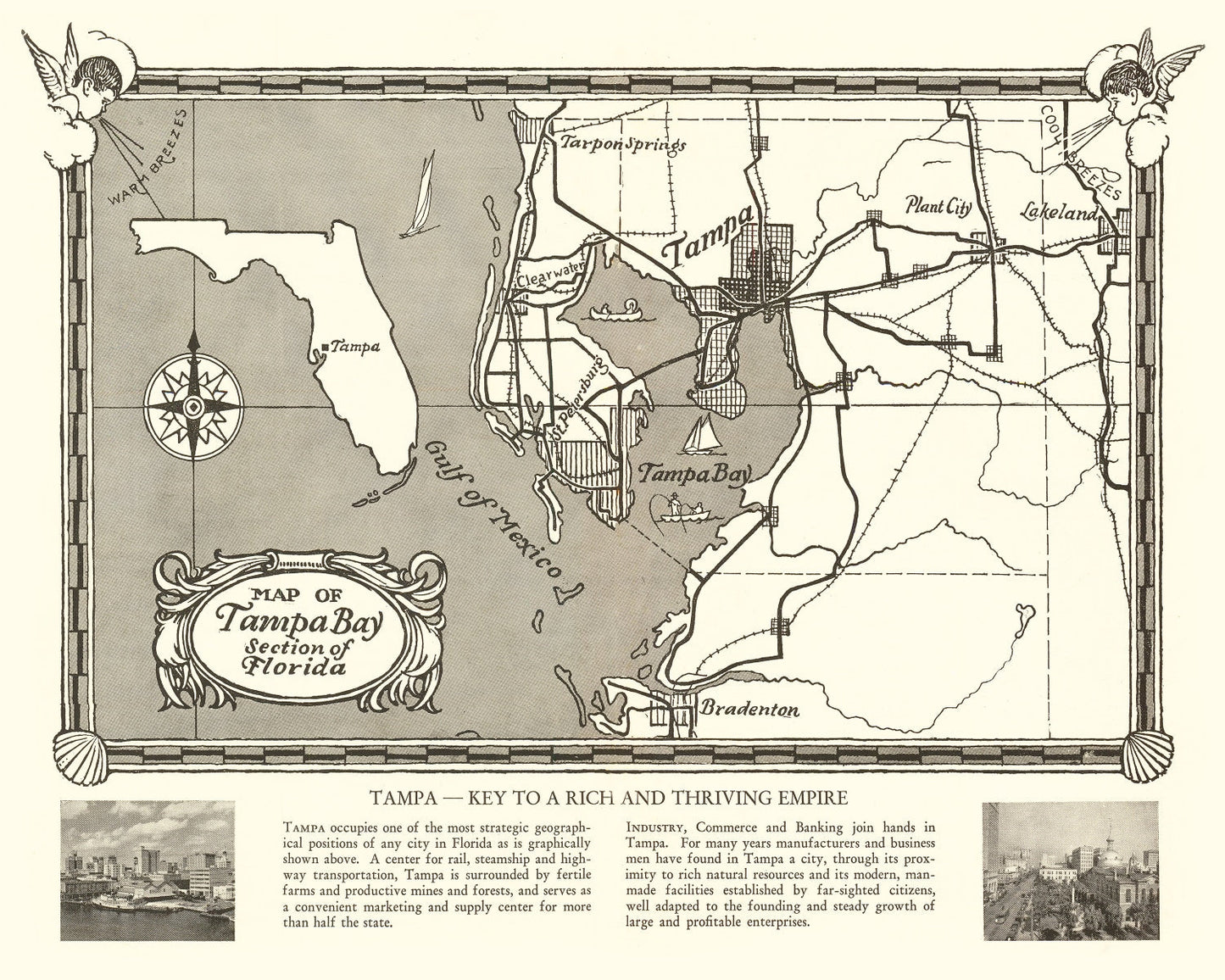 Vintage Map of Tampa, Florida 1928